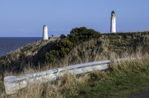 Scurdie Ness lighthouse and way marker