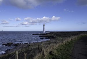 Scurdie Ness lighthouse and bay